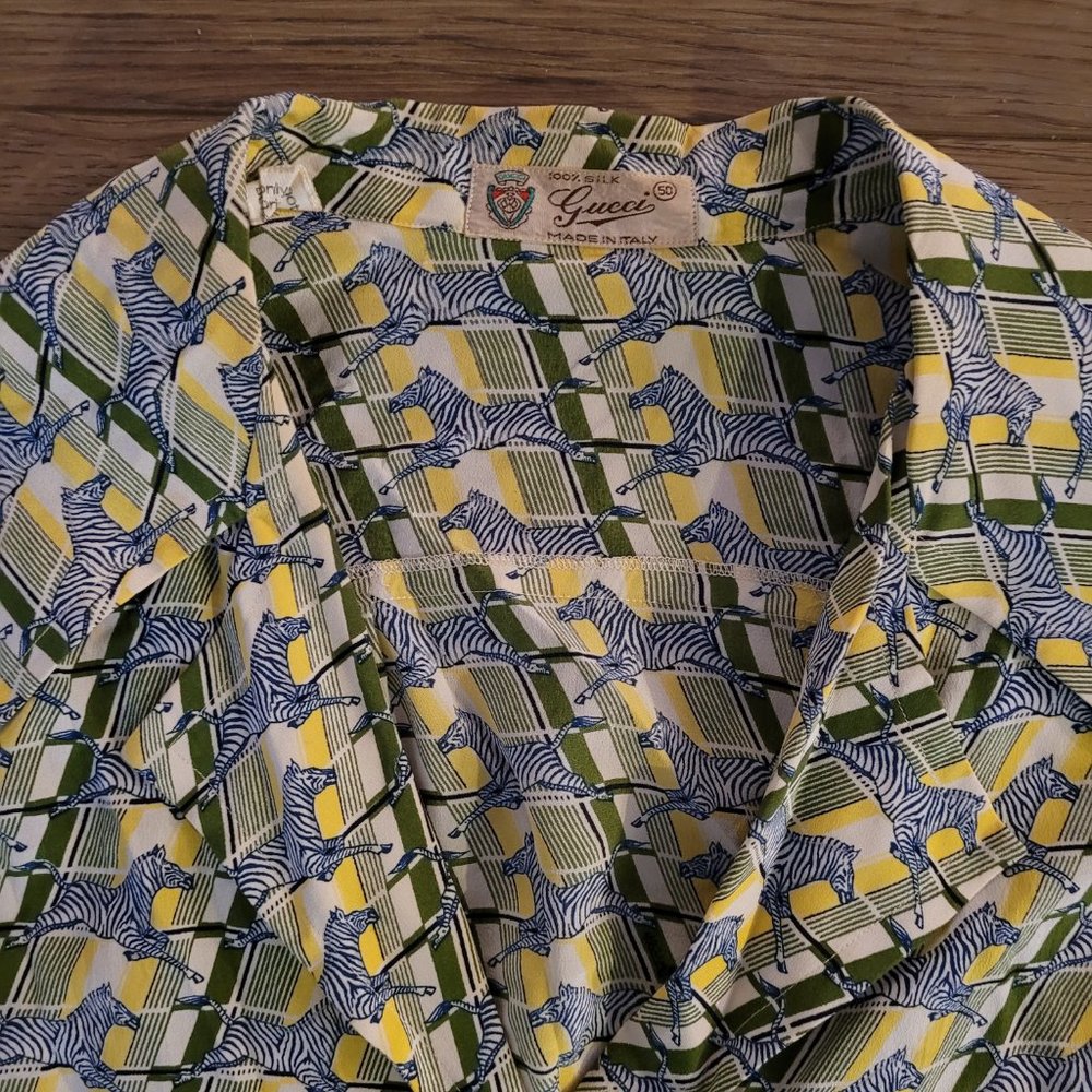 Vintage 1960's Gucci Zebra Print Womens Large 100 percent Silk - Picture 2 of 6